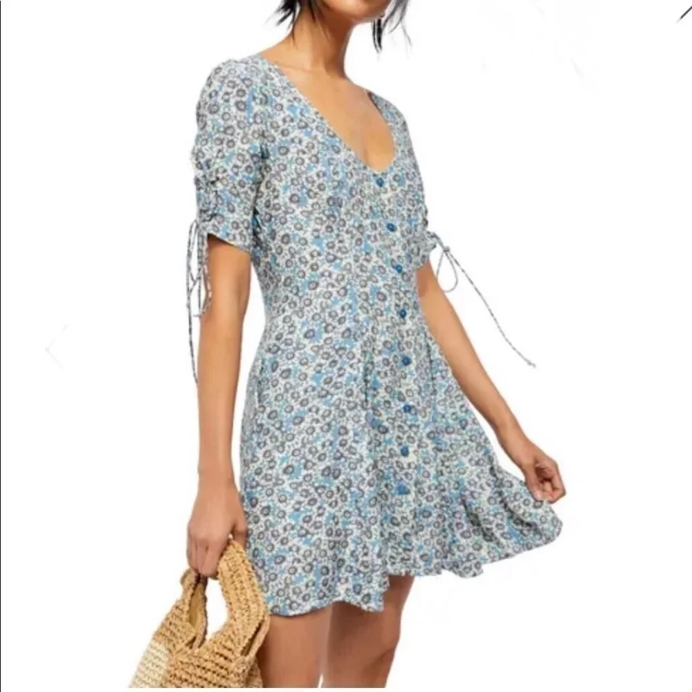 Free People floral lace up dress